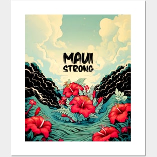 Maui Hawaii: Maui Strong on a Dark Background Posters and Art